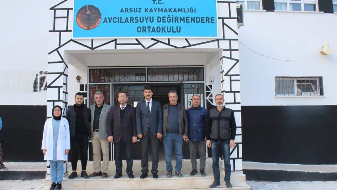Müdürümüz Ahmet YANMAZ beraberinde Şube Müdürleri Bekir ŞAHAN, Mehmet ZOR ve Şevket HELVACI ile Avcılarsuyu Değirmendere Ortaokuluna ziyarette bulundular.